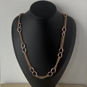 Adrienne Vittadini Gold Tone Multi Strand Layered Chain Statement Necklace 38"